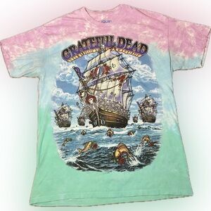 Liquid Blue Grateful Dead Ship of Fools Pirate Tie-Dye Cotton Band Shirt L 2001